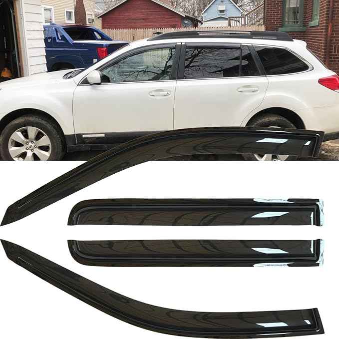 4pcs Original Shatterproof Rainproof Side Window Wind Deflectors for Outback 10-14,Tape-on Rain Guards Sets,Nice Looking Window Visors for Cars,Vent Deflector for 2010-2014 Outback 94484