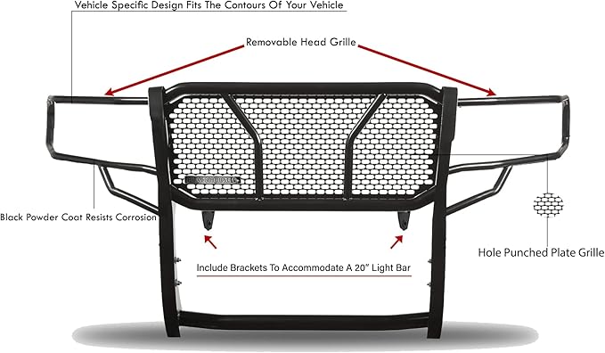 Black Horse RUGGED Heavy Duty Grille Brush Bumper Guard Modular Black Compatible with 2016-2023 Toyota Tacoma(Blocks Sensor)-RU-TOTA16-B