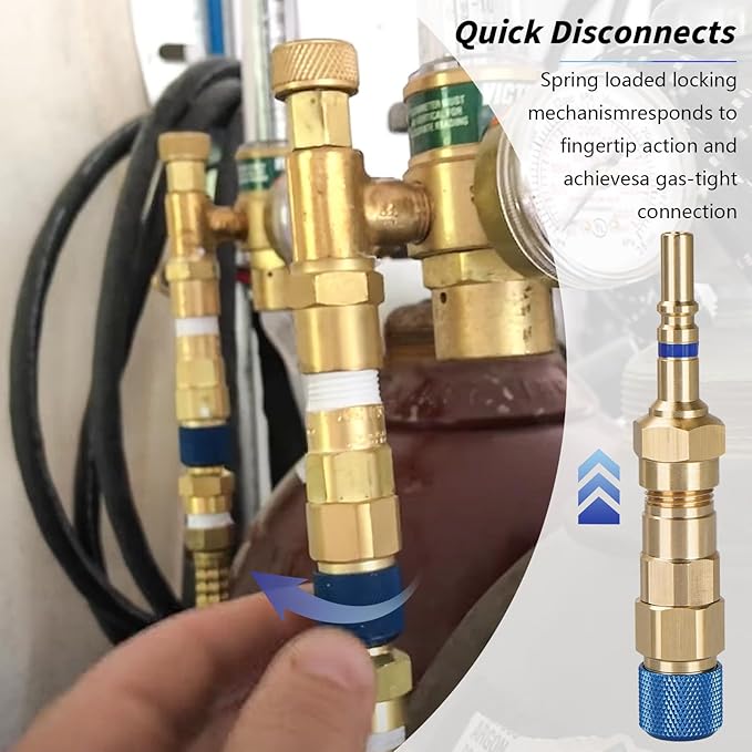 QDB33 Argon Quick Connect Fittings Set - 125 PSI Inert Gas Regulator & Hose Connector for TIG Welding (Male & Female)