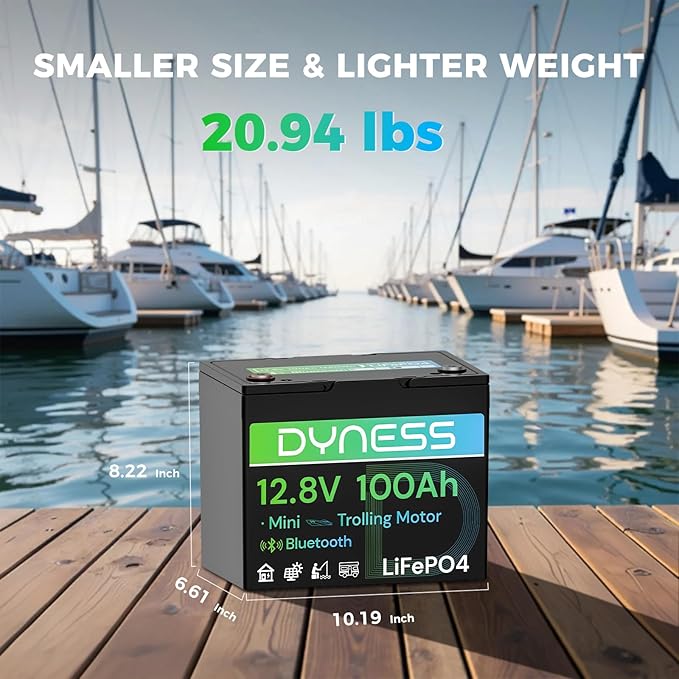 12V 100Ah LiFePO4 Lithium Battery with Bluetooth, Group 24,Max.1280Wh Energy, Built-in 100A BMS with Low-Temp Protection, Perfect for Trolling Motor RV,Boat, Solar System