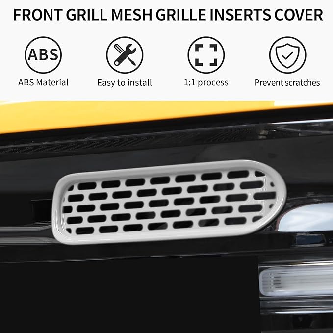 Front Grill Mesh Grille Inserts Cover Frame Trims Kit 6Pcs Fit for Ford Bronco 2021-2024 2/4 Door Exterior Accessories (White)