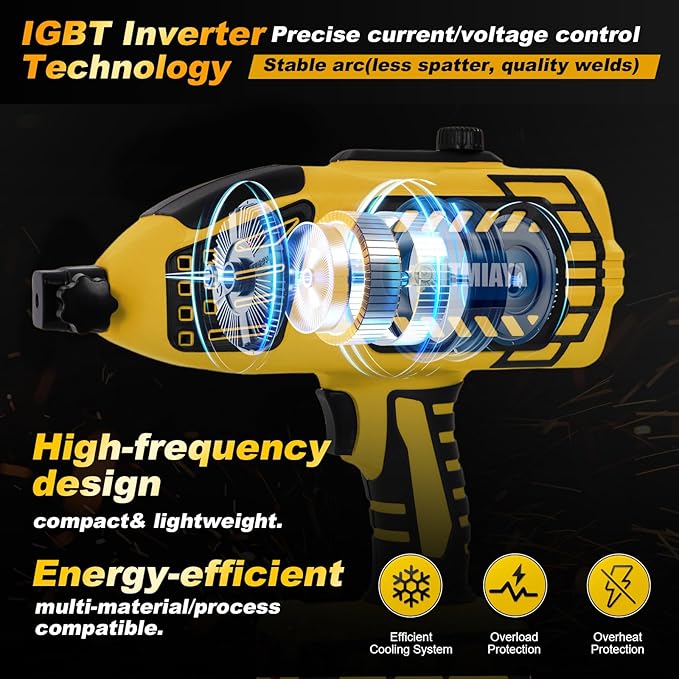 Handheld Welder 110V ARC Portable Stick Welding Machine IGBT Inverter 20-120Amps Stepless Current 1/16"-1/8" Electrodes Home Repair DIY Work for Beginner (Yellow)