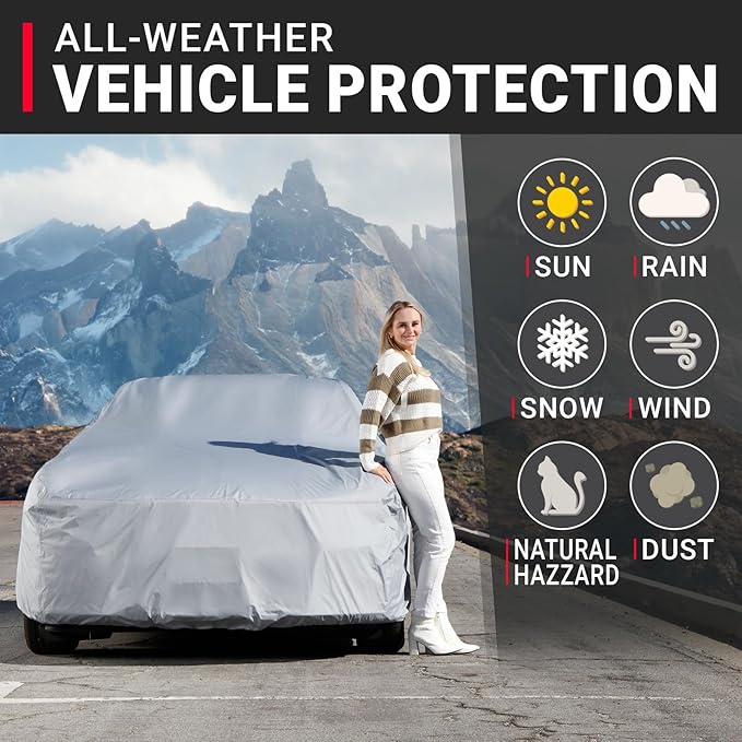 iCarCover Custom Car Cover for Oldsmobile Cutlass 2-Door, 4-Door, Waterproof All-Weather Rain Snow UV Sun Protector Full Exterior Indoor Outdoor Car Cover with Strap (Year Fits 1964-1977)