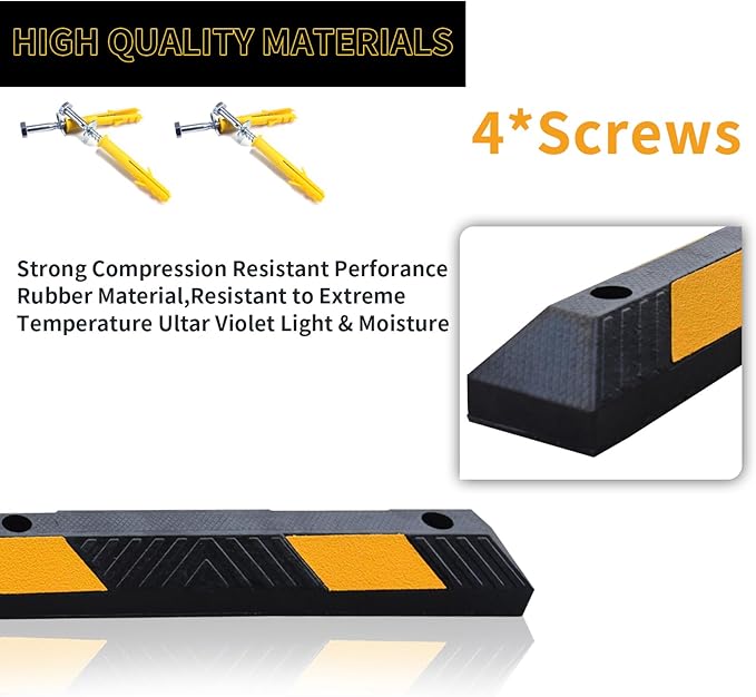BESEA 1pcs Curb Parking Stoppers for Garage Bumpers Parking car - 72" Length 4" High Heavy Duty Rubber Wheel Stopper for Vehicles Truck Driveway Help Your Cars Parking Stop Perfectily(1pack)