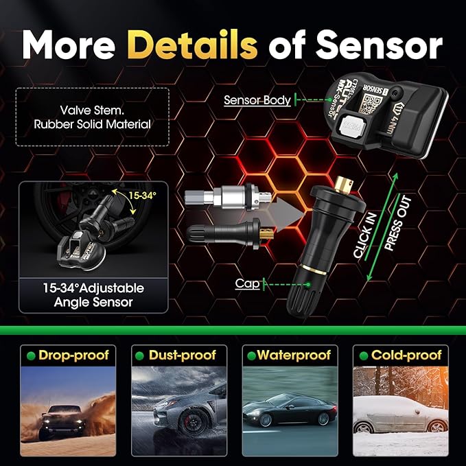 Autel TPMS Sensor Set of 20, 2in 1 MX-Sensor 315MHz + 433MHz Press-in, Universal Programmable for OEM Sensor Replacement, OE-Level 100% Cloneable by Autel TPMS Tool TS508 TS508WF (20PCS Rubber Stem)