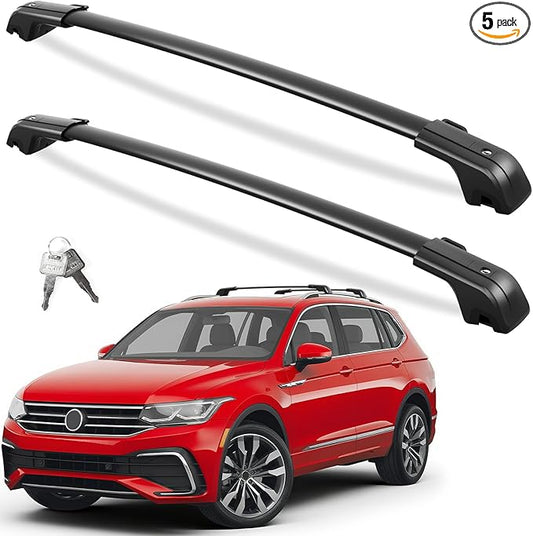 FengYu 330lbs Roof Rack Cross Bars Compatible with Volkswagen VW Tiguan 2018-2025 (Not for Limited) & Taos 2022-2025, Aluminum Lockable Roof Rails Crossbars Rooftop Cargo Bars Luggage Carrier