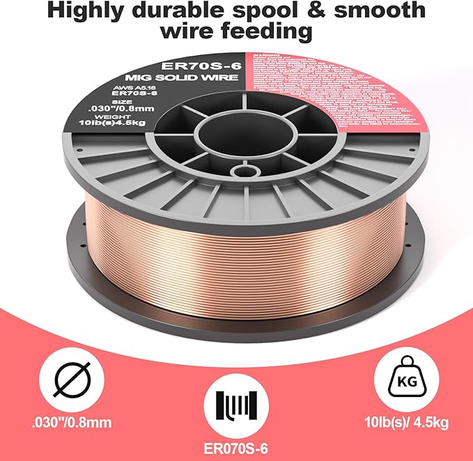 ER70S-6 .035-Inch on 10-Pound Spool Carbon Steel Mig Solid Strong ABS Plastic Spool Welding Wire (0.030-inch 10LB 2pk)