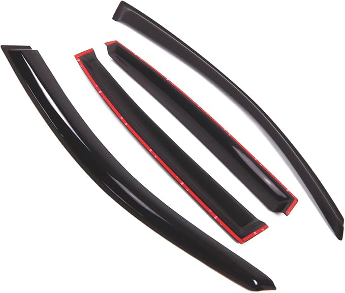 TuningPros Outside Mount Window Vent Visors Rain Guards Compatible with BMW 323i 328xi 330Ci 330i 2006-11 | Side Window Wind Deflectors Rain Shields | Smoke Tinted, 4 Pcs Set, DGWV-483