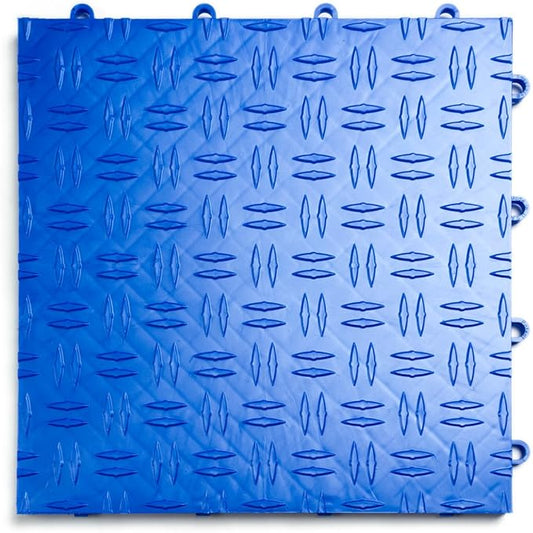 GarageTrac Diamond, Durable Interlocking Modular Garage Flooring Tile (12 Pack), Royal Blue