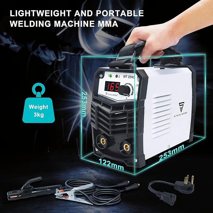 ARC Welder 165A Inverter MMA Welder Machine 110/220V IGBT Digital Display Hot Start Portable Stick Welding Machine with Electrode Holder, Earth Clamp and Cable Adapter
