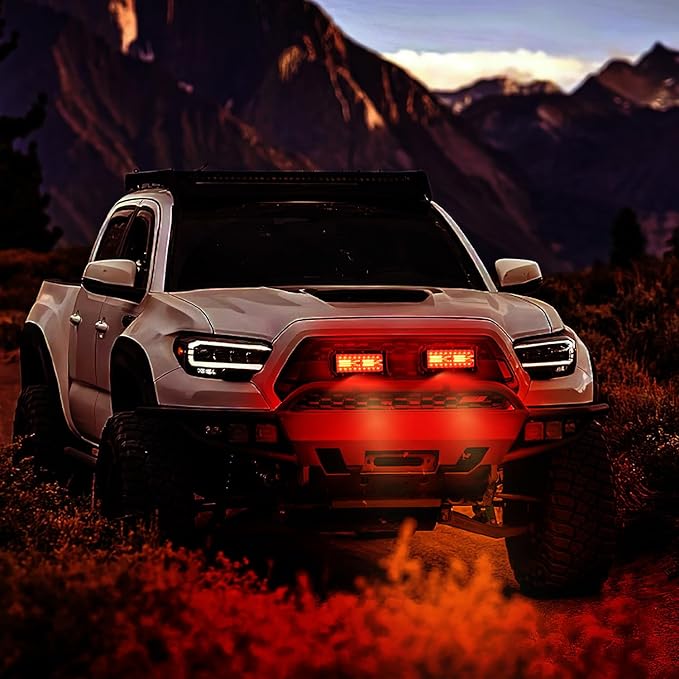 Nilight 6.5 Inch LED Light Pod Red Triple Row 2PCS 120W Flood Spot Combo Driving Fog Fishing Hunting Emergency Safety Signal Deck Trailer Lighting for UTV Pick-up Van Boat Tractor