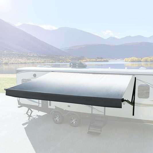 RecPro RV Awning Fabric Replacement Heavy Duty 16 oz. Weatherproof Vinyl | Universal Camper Awning Replacement for RV, Trailer, Motorhome | Gray Fade, 22' (Fabric 21'1")