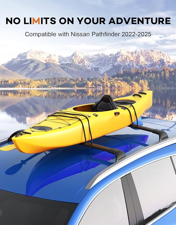 Roof Rack Cross Bars 220lbs Compatible with Nissan Pathfinder 2022 2023 2024 2025 SV SL Platinum with Raised Side Rails,Heavy Duty All-Metal Aluminum Roof Rails Crossbars Cargo Canoe