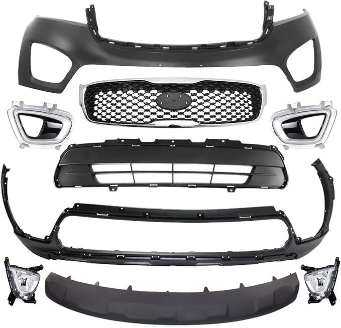 Front Bumper Cover Kit Compatible with 2016 2017 2018 K-i-a Sorento LX EX With Fog Lights