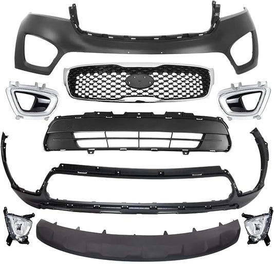 Front Bumper Cover Kit Compatible with 2016 2017 2018 K-i-a Sorento LX EX With Fog Lights