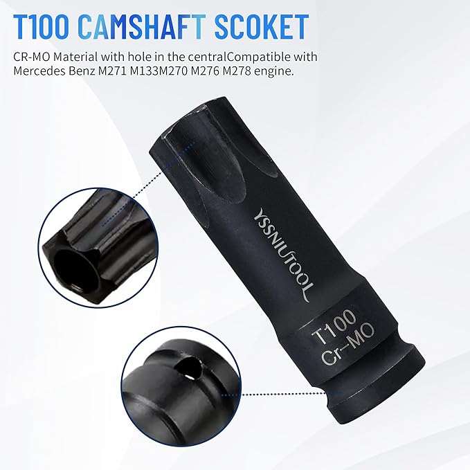 Engine Alignment Locking Timing Tool Kit Compatible with Mercedes Benz M157/M276/M278,with 3PCS Camshaft Adjuster Tool T100 Camshaft Socket, Fuel Injector Puller 276589014000,278589002300