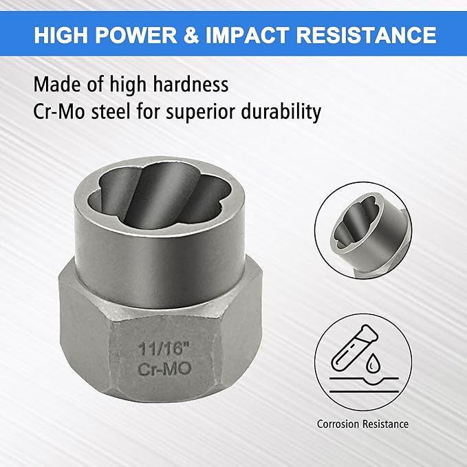 13Pcs Screw Extractor Set, Easy Out Bolt Extractor Kit with Bottom 3/8Inch Drive, Multi-Spline Extractors for Removing Damaged Broken Rounded Off Bolt & Nut Remover Set