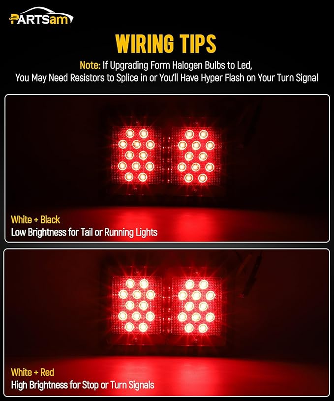 Partsam 2X Double RV Trailer Camper Tail Lights 24-2835 LED Horizontal Vertical Surface Mount Double Trailer Light Taillight Red Lens Red Light Black Base 12V IP67 Waterproof