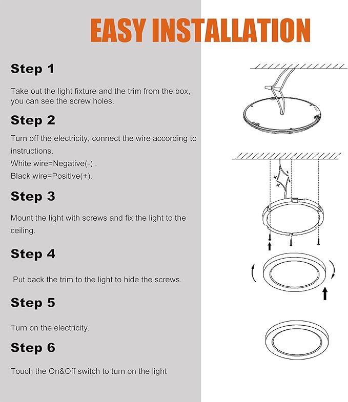 Facon 4.62-Inch 12V LED RV Ceiling Dome Light with Touch Dimmer Switch, 3000K/4000K Adjustable Color Temp, 12Volts Interior Light for RV Motorhome Camper Marine, ETL Listed