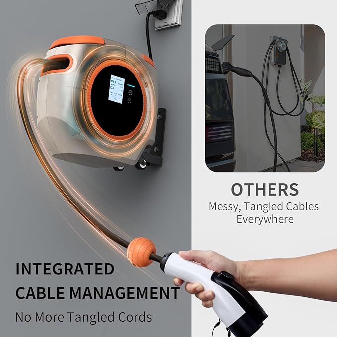 Level 1 EV Charger for J1772 Electric Cars – 110V 16A, 26FT Cable, NEMA 5-15 Plug, Wi-Fi Support, Portable Connector for Home or Travel (Grey)