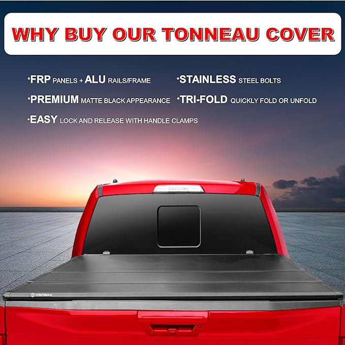 Hard Tri-Fold 6.5ft Truck Bed Cover for 2006 2007 2008 2009 Raider Long Bed FRP Tonneau Cover | Fleetside