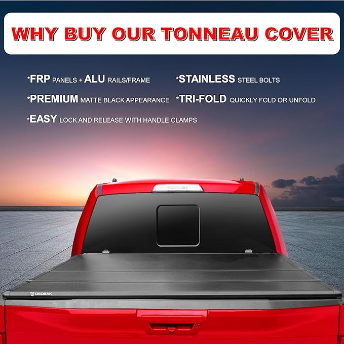 Hard Tri-Fold 6.5ft Truck Bed Cover for 1997-2004 Dodge Dakota FRP Tonneau Cover | Fleetside