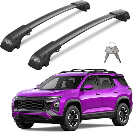 Lockable 300lbs Roof Rack Cross Bars Compatible with 2025 2026 Chevy Chevrolet Equinox with Raised Side Rails (Not for EV), Heavy Duty Aluminum Roof Rails Crossbars Cargo Black Rooftop.