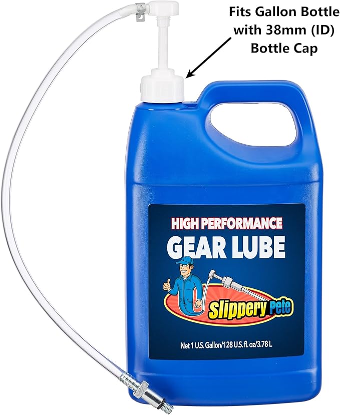 Slippery Pete - Lower Unit Gear Oil Pump for Wide-Mouth Quart Bottles, Includes 3/8 inch Metal Swivel, 8mm, 10mm Adapters Fits Most Marine Boat Outboard Motors NOT COMPATIBLE WITH VOLVO PENTA