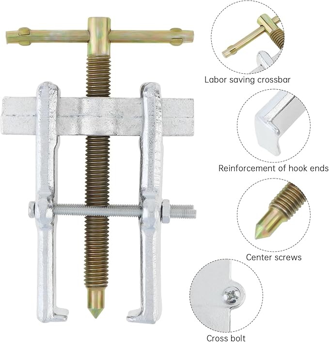 ChgImposs 3 Inch Two Jaw Bearing Puller Tool, Adjustable Carbon Steel Gear Pulley & Flywheel Remover Kit for Motorcycle, Car & Machine Use