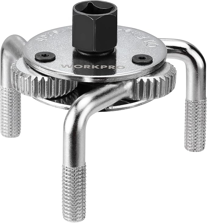 WORKPRO Adjustable Oil Filter Wrench, Universal 3"–5-1/2" (76–140mm) Heavy Duty 3-Jaw Oil Filter Removal Tool, Professional Auto Repair Tool for Car, Truck, SUV, Tractor, and Motorcycle