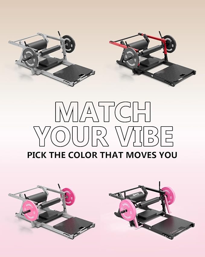 GMWD Hip Thrust Machine, 800LBS Plate-Loaded Glute Bridge Machine with Weight Holder, Heavy Duty Butt Exercise Equipment for Glute Muscles Building and Butt Shaping, Adjustable Footboard, Red