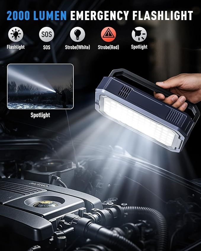 UTRAI Jump Starter with Air Compressor 150PSI, 7000A Peak 12V Jump Box for Car Battery (All Gas/12.0L Diesel), 160W DC Output Car Jumper Starter Portable, Jump Pack with OBD II Scanner, LED Light