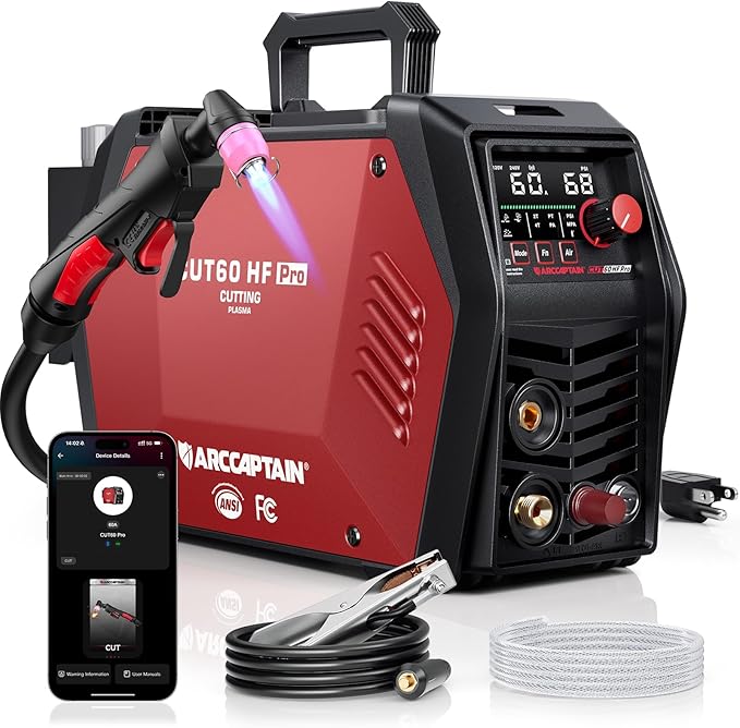 ARCCAPTAIN iControl CUT60 Pro Plasma Cutter, [APP Control] 60Amp Pilot Arc 120/240V Plasma Cutter Machine, Cuts 15/16" Max, Supports Rust Removal & Expanded Metal, LED Display, 2T/4T, PA/PT, MCU 3.0