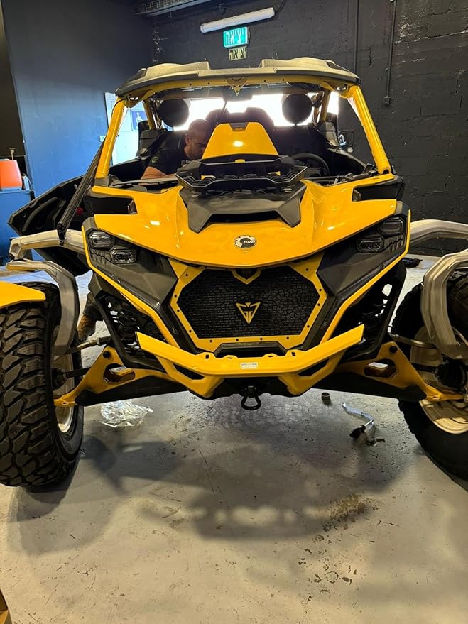 GAM Front Grill For Can am Maverick R 2024 2025 Yellow Aluminum Grille Radiator Portector For Maverick R