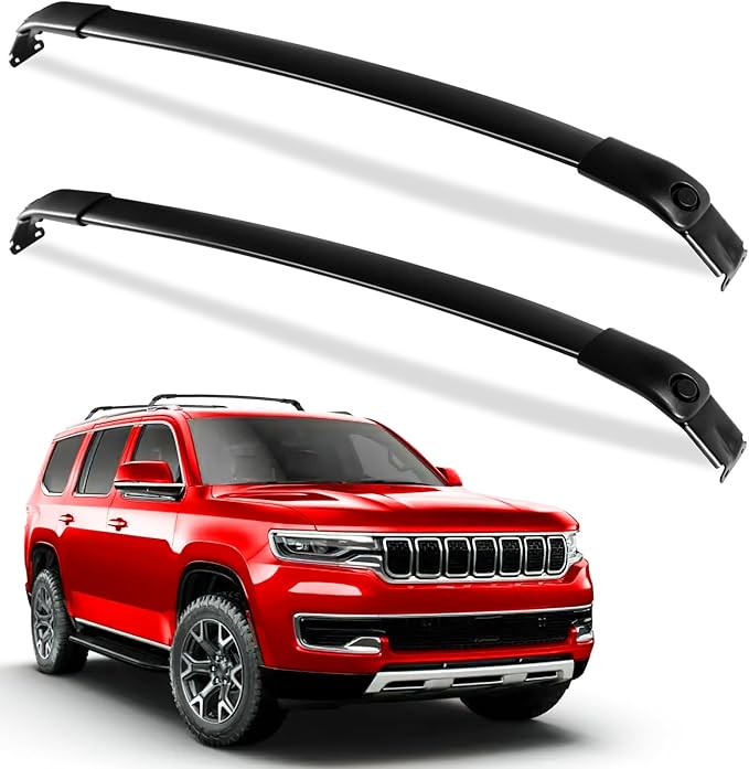 Roof Rack Cross Bars 220lbs Compatible with Jeep Wagoneer & Grand Wagoneer & Wagoneer L & Grand Wagoneer L 2022-2025, Heavy Duty All-Metal Aluminum Roof Rails Crossbars Cargo Canoe Black