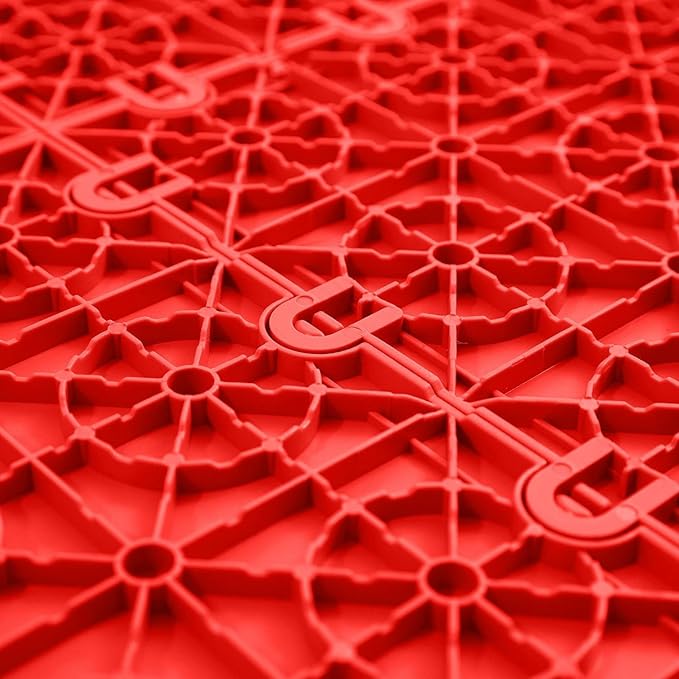 FlooringInc's Nitro 12"x12" Snap-Together Garage Flooring Tiles, Non-Slip Interlocking Plastic Garage Floor Mat, Garage Organization & Garage Storage, Coin Pattern, Victory Red, 24 Tiles, 24 Sq/Ft