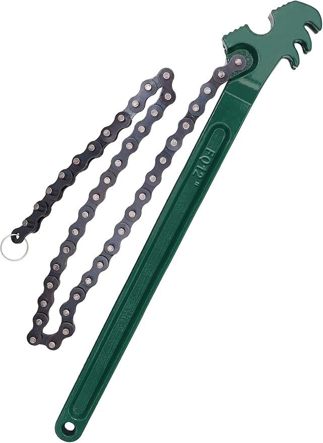 12 inch Heavy-Duty Adjustable Ratcheting Chain Wrench Adjustable Oil Filter Pipe Wrench Chain Style Multi-Purpose Remover Tool