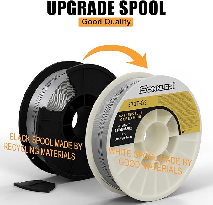 11-Pound .035 Flux Core Welding Wire, E71T-GS Mig Welding Wire, Low Splatter Mild Steel Wire Compatible With HF Fourney Harbor Welder(2 PACK)