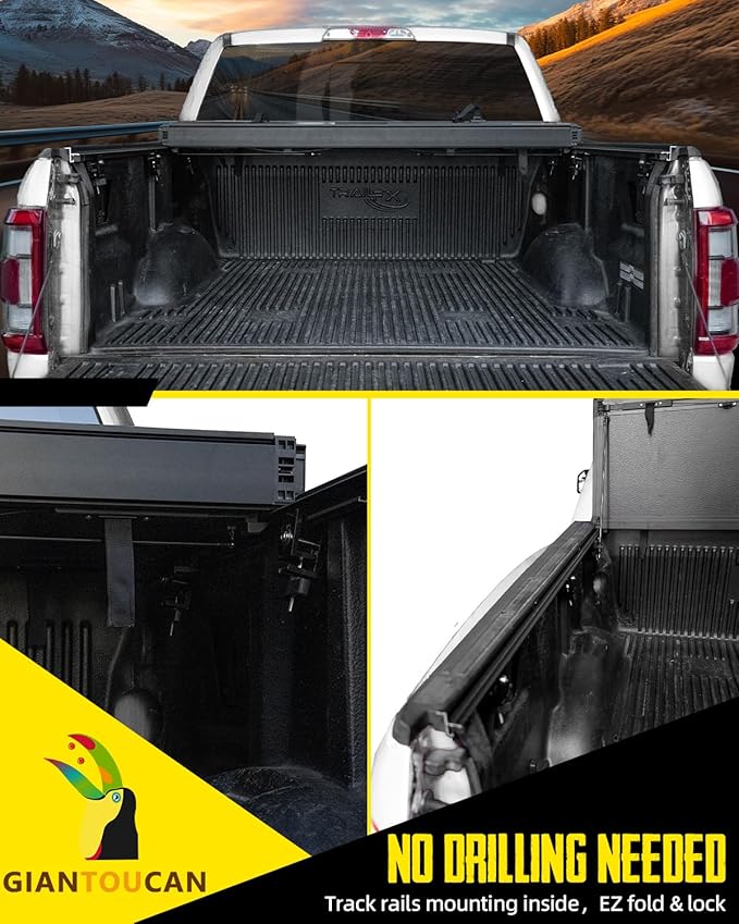 Flip-up Hard Folding Tonneau Cover compitable with 2019-2025 Dodge Ram 1500 New Body Style 6.4ft(76.3") Bed w/o RamBox, Low Profile Style