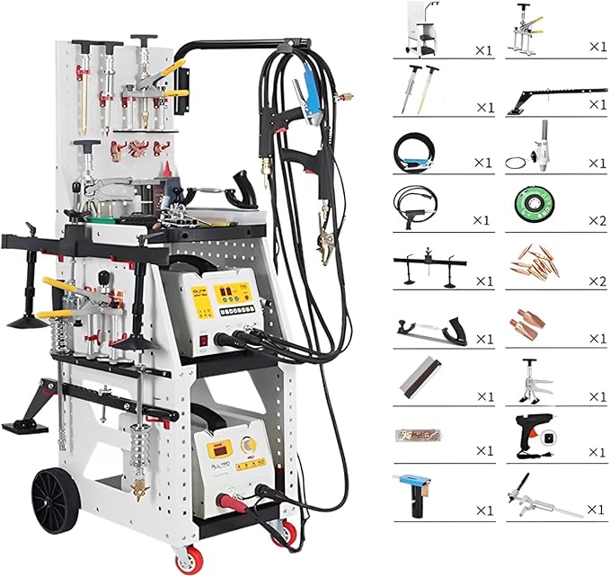 Aluminum and Steel Dent Pulling Machine Stud Welder Dent Repair Kit Spot Welder Machine for Car Truck Motorcycle with Professional Tool Cart 220V
