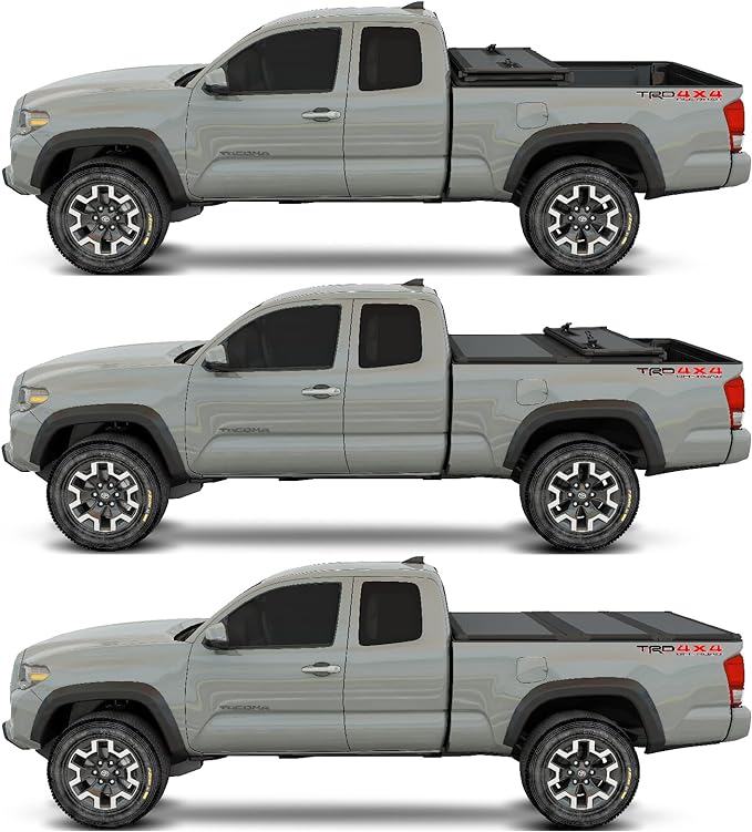 KIKITO Professional FRP Hard Tri-Fold Truck Bed Tonneau Cover for 2005-2015 Tacoma 6ft (73.5in) Bed