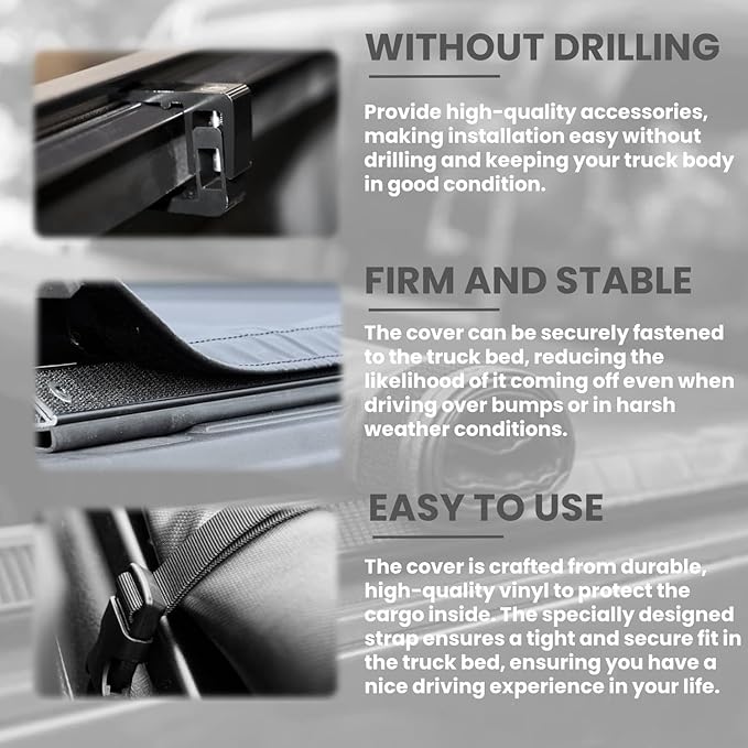 6.5'' Bed (78") Soft Roll Up Truck Bed Tonneau Cover Fits 2004-2014 Ford F-150 and 2006-2014 Lincoln Mark LT Styleside (Not for Flareside) 6.5ft Bed