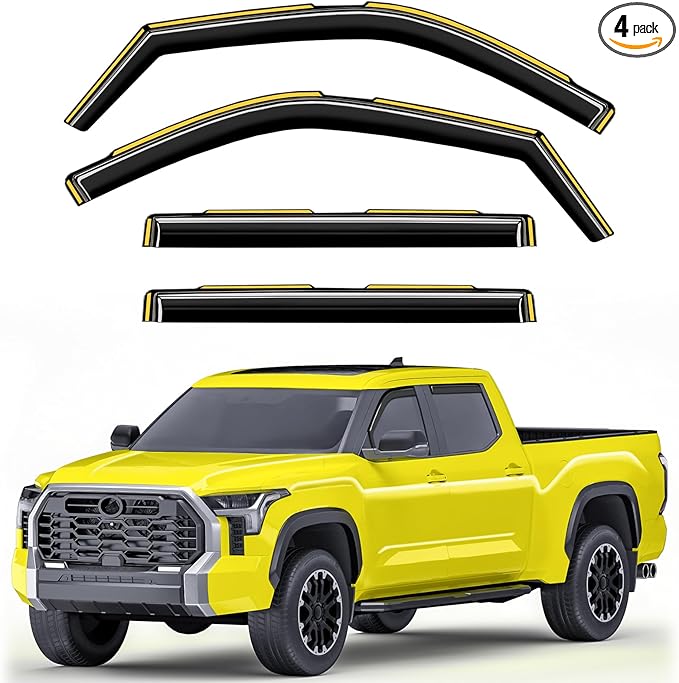 in-Channel Window Rain Guards Fit for Toyota Tundra 2022 2023 2024 2025 2026 CrewMax, Extra Durable Rain Guards Window Deflectors Vent Visors Vent Shades Exterior Truck Accessories