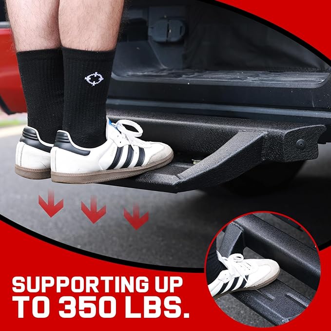 Double Layer 2" Receiver Truck Hitch Step, Carbon Steel with Dual-Stage Black Powder, Anti-Slip Trailer Hitch Step, Universal Fit for Trucks Car Van SUV