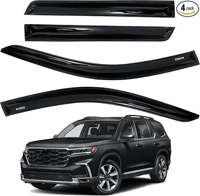 AUXKO Rain Guards for 2026 2025 2024 2023 Honda Pilot LX Sport EX-L TrailSport Touring Elite, Durable Tape-On Window Visors Vent Accessories - Easy Install Car Side Window Wind Deflectors Visors Black