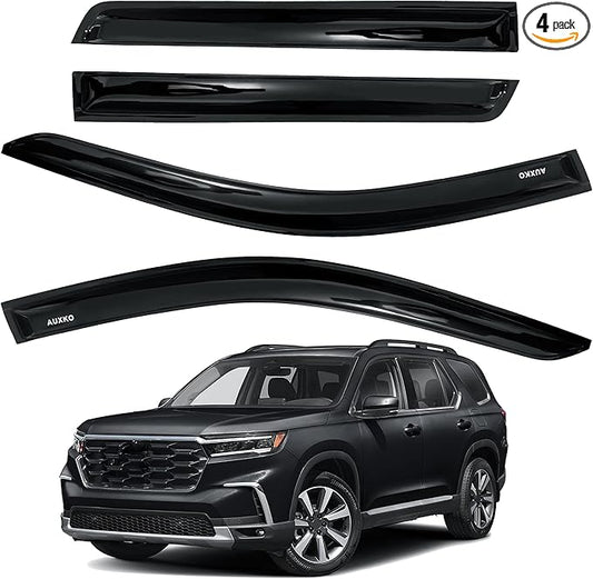 AUXKO Rain Guards for 2026 2025 2024 2023 Honda Pilot LX Sport EX-L TrailSport Touring Elite, Durable Tape-On Window Visors Vent Accessories - Easy Install Car Side Window Wind Deflectors Visors Black