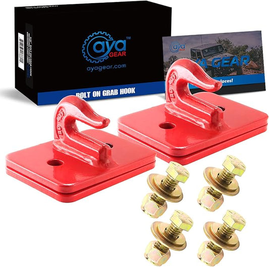 5/16-in Bolt On Grab Hook Mount with Backer Plate Grab Hook 70 Forged Steel Tow Hook Work Well for Loader, Tractor Bucket, RV, UTV,Truck (Red)