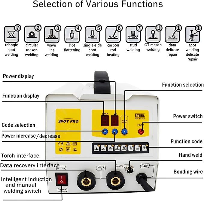 Stud Welder Steel Dent Pulling Machine Car Body Spot Welding Dent Puller Repair Kit Spot Welder with Professional Tool Cart 220V 3KW