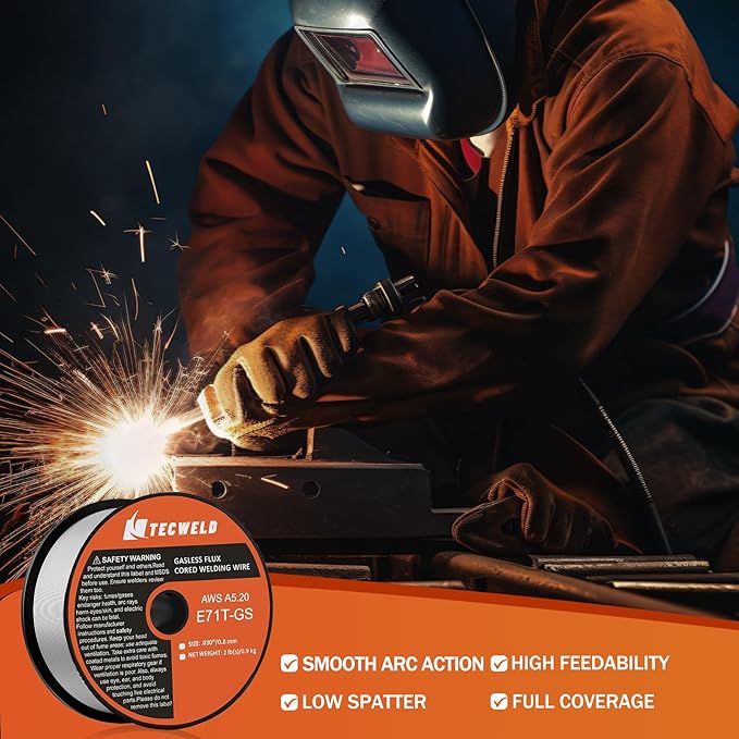 0.30" Flux Core Welding Wire - E71T-GS Gasless, Low Splatter, Mild Steel MIG Wire - Fits Most MIG Welders - 2 lb Spool