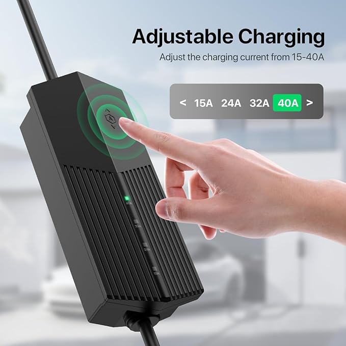 Primecom (NACS) EV Charger Mobile Connector, 40 Amp, Long Cord 30ft, 40ft, 50ft Level 2 Electric Vehicle Charging Station for Tesla, Hyundai Ioniq, Kia EV6 EV9 (6-50 Plug, 50 Feet)